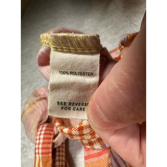 Modish Rebel Women Size Medium Orange Pink Plaid Button-Up Shirt - Picture 3 of 7